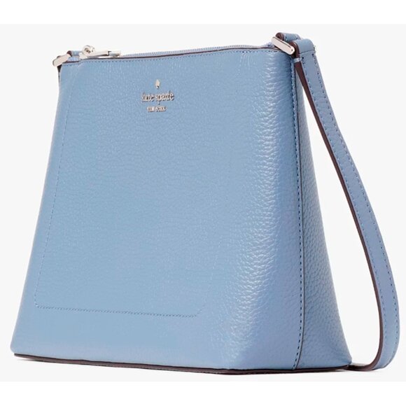 S Kate Spade Leila Crossbody Bag Blue Pebbled Leather Purse KG464 NWT $299 - Picture 2 of 6
